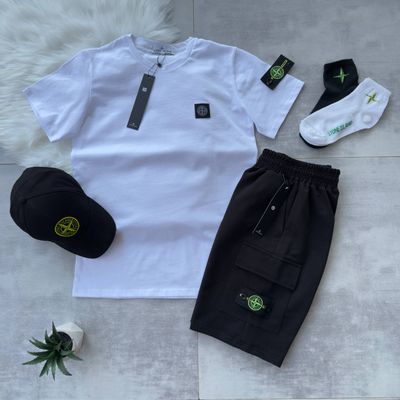 Набір Stone Island футболка шорти кепка 2 пари шкарпеток у подарунок!